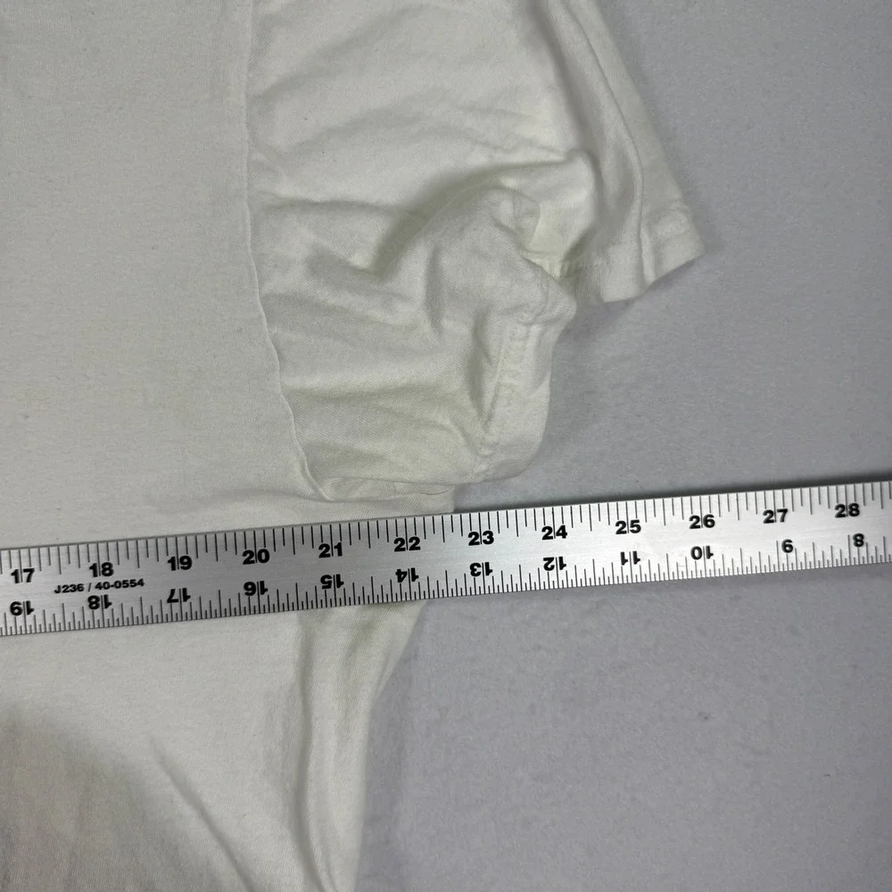 True Religion Mens V-Neck T-Shirt Large White Gold Foil Logo Cotton Tee